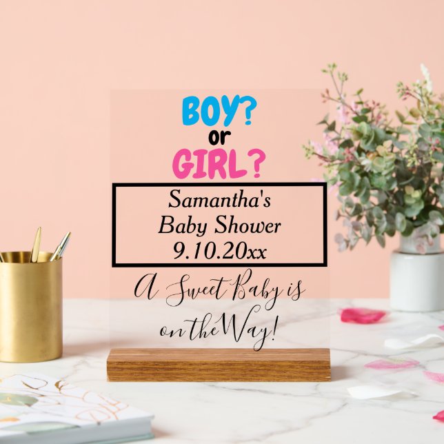 Baby Shower Boy or Girl Mom to Be NAME Acrylic Sign (Wedding)