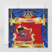 Baby Shower Boy Prince Royal Blue Red Ethnic Invitation (Front)