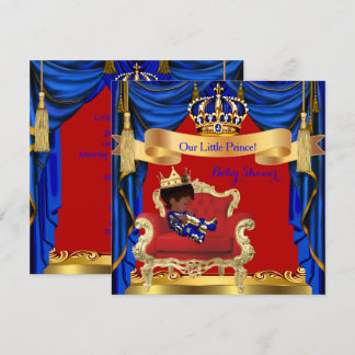Baby Shower Boy Prince Royal Blue Red Ethnic Invitation