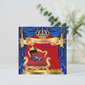 Baby Shower Boy Prince Royal Blue Red Ethnic Invitation (Standing Front)