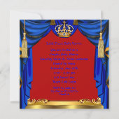 Baby Shower Boy Prince Royal Blue Red Ethnic Invitation (Back)