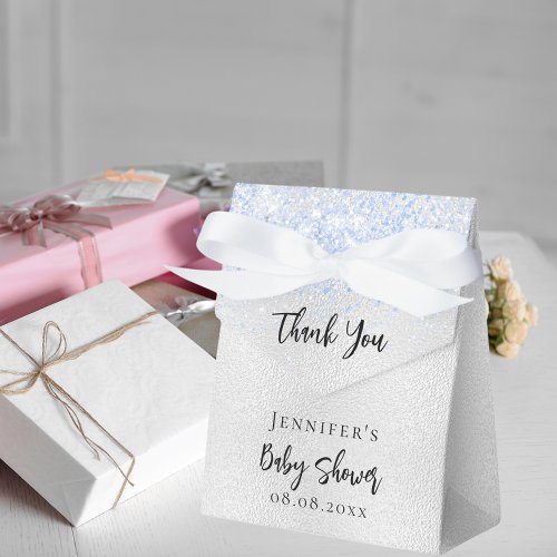 Baby Shower boy silver blue thank you Favor Boxes