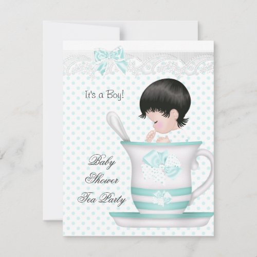 Baby Shower Boy Teal Baby Teacup Custom Invite