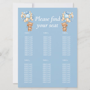 Baby Shower Boy Teddy Balloon Table chart Invitation