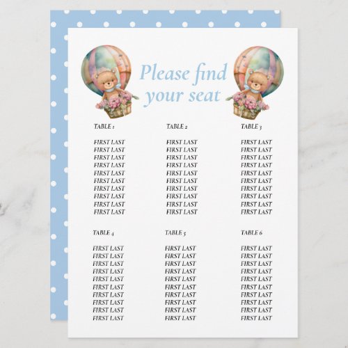 Baby Shower Boy Teddy Floral Balloon blue chart  Invitation