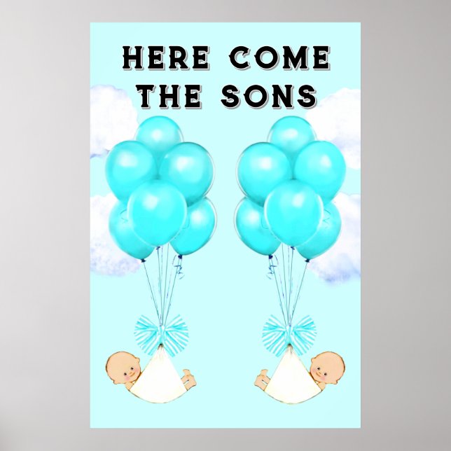 Baby Shower Boy Twins Decoration (Front)