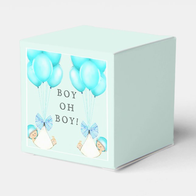 Baby Shower Boy Twins Favor Boxes (Back Side)