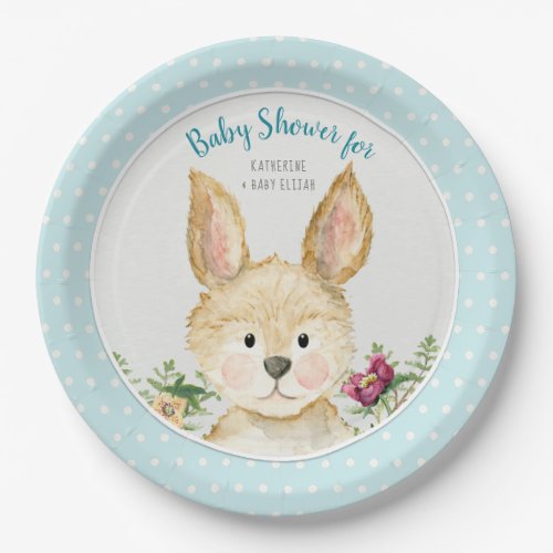 Baby Shower Boy Woodland Animal Cute Bunny Rabbit Paper Plates