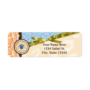 Baby Shower Boys Blue Safari Theme Invitation Label