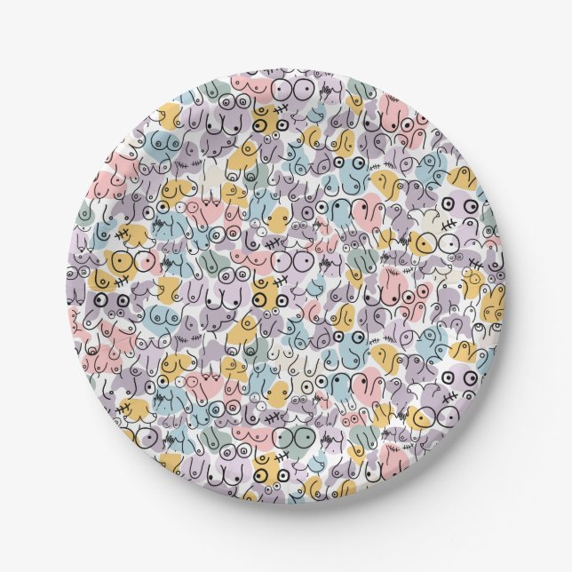 baby shower breast paper plates (Front)