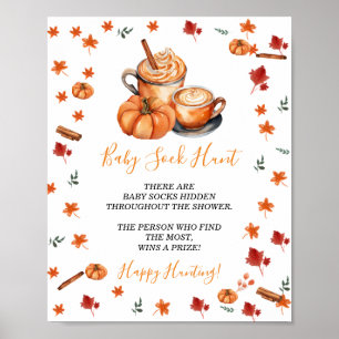 Baby Shower Brewing Pumpkin Spice Baby Sock Hunt Poster
