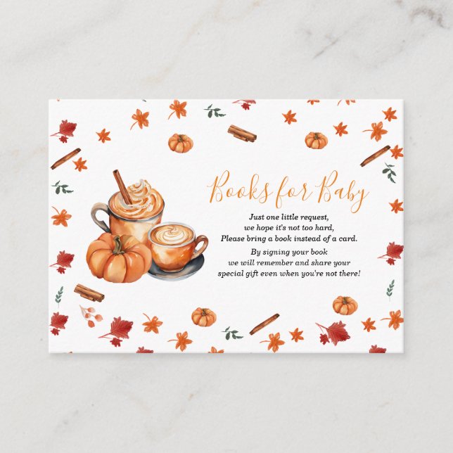 Baby Shower Brewing Pumpkin Spice Books for Baby Enclosure Card (Front)