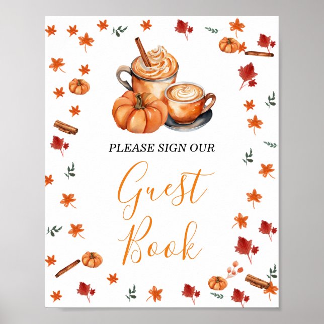 Baby Shower Brewing Pumpkin Spice Guest Book (Front)