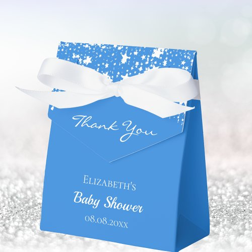 Baby Shower bright blue white stars thank you Favor Boxes