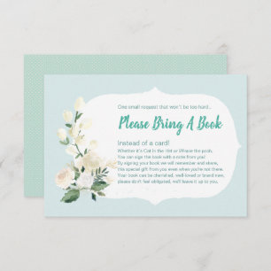 Baby Shower Bring a book Blue and Roses Invitation