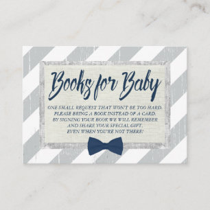 Baby Shower Bring a Book Boy Navy Bow Tie Insert