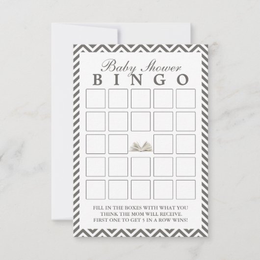 Baby Shower Bring a Book Chevron Bingo Cards (Front)