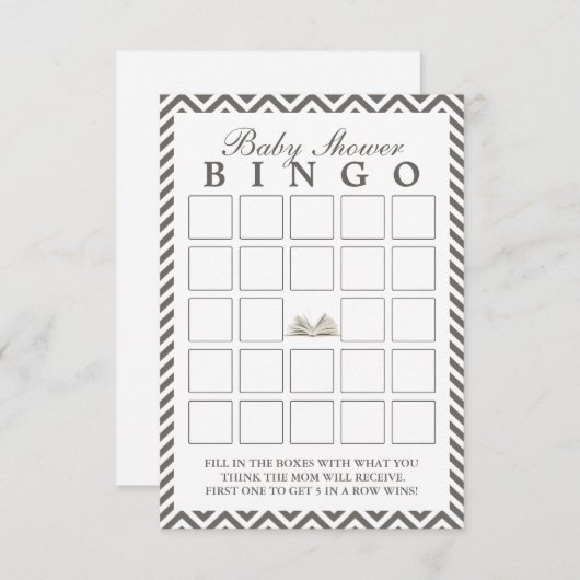 Baby Shower Bring a Book Chevron Bingo Cards (Front/Back)