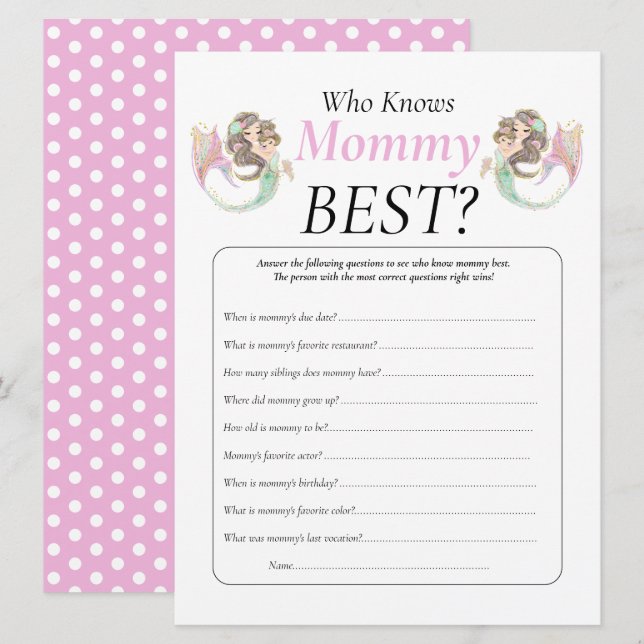 Baby Shower Brown Mermaid Mommy Baby Under The Sea Invitation (Front/Back)