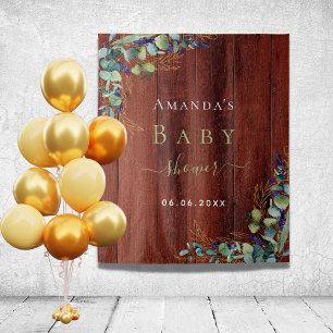 Baby Shower brown wood eucalyptus greenery rustic Tapestry