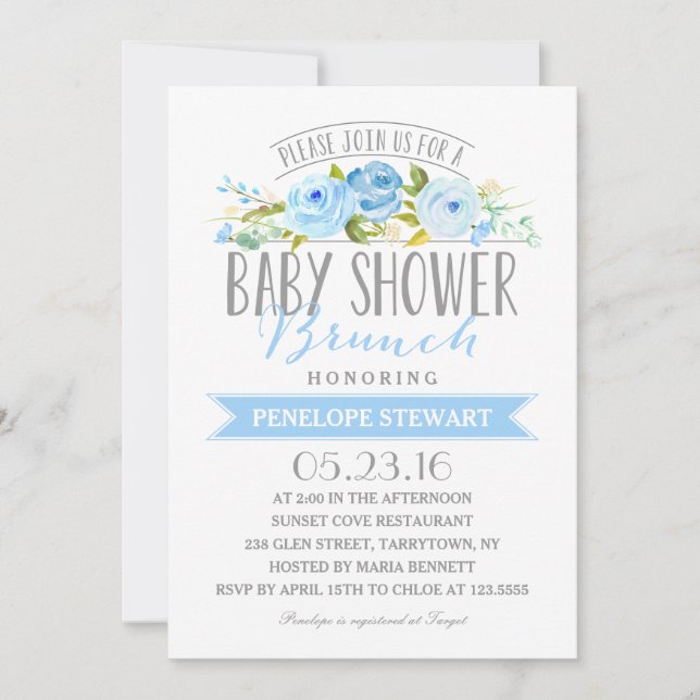 Baby Shower Brunch Blue | Baby Shower Invitation (Front)