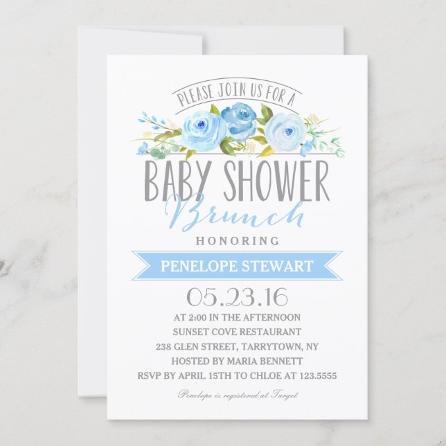 Baby Shower Brunch Blue | Baby Shower Invitation (Front)