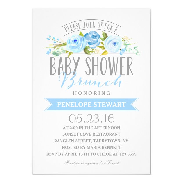 Baby Shower Brunch Blue | Baby Shower Invitation