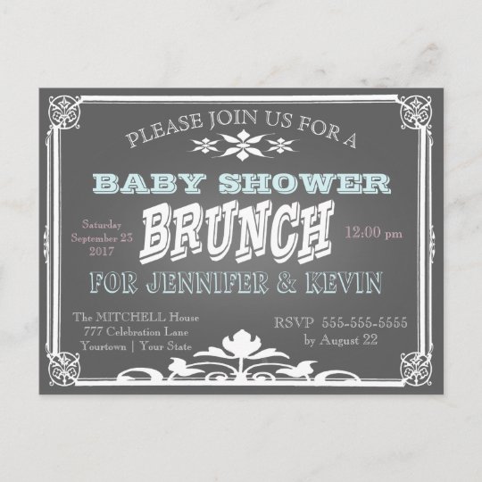 Baby Shower Brunch Chalkboard Invitation Postcard Baby Shower Brunch Chalkboard Invitation Postcard