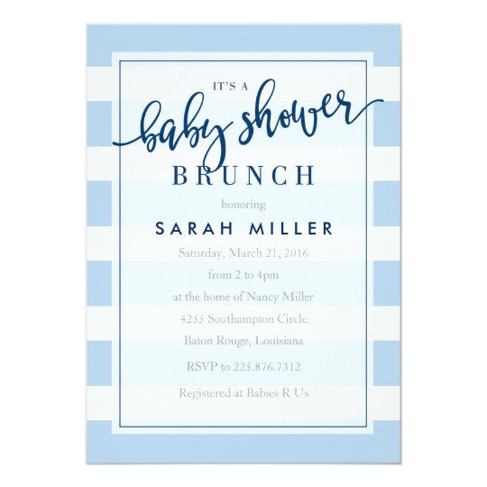 Baby Shower Brunch Invitation Stripes Boy Zazzle Com