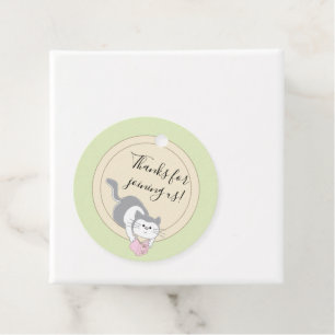 Baby Shower Build a Library Pink Favor Tags