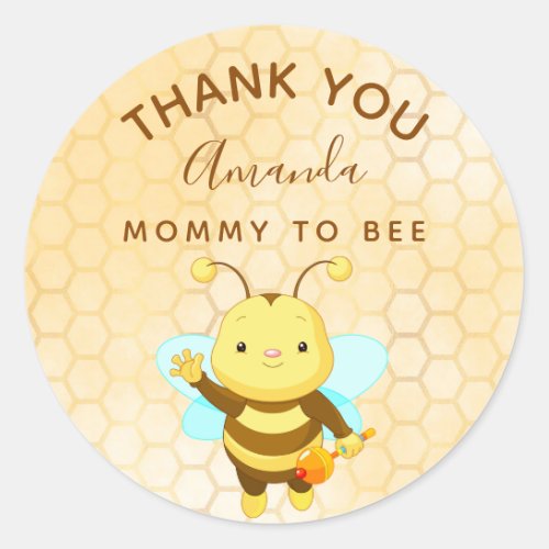 Baby Shower bumble bee honeycomb thank you Classic Round Sticker