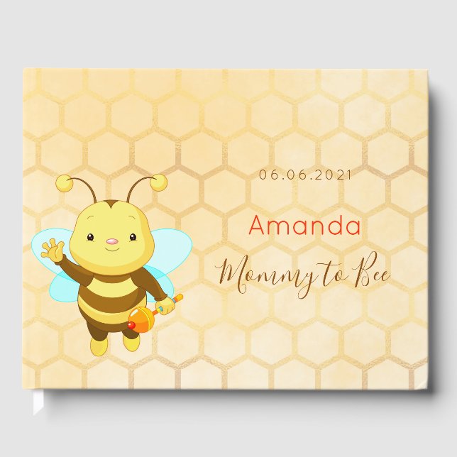 Baby Shower bumble bee mommy Guest Book (Front)