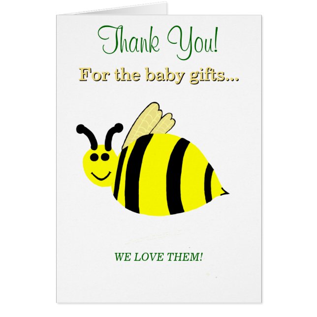 Baby Shower Bumble Bee Thank You Cards (Front)
