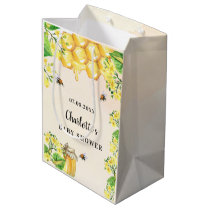 Baby Shower bumble bees honey yellow florals name Medium Gift Bag