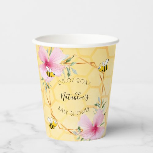 Baby Shower bumble bees pink florals backyard Paper Cups