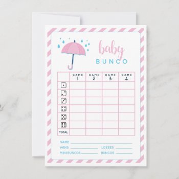 Baby Shower Bunco Game Scorecard Invitation by LaurEvansDesign at Zazzle