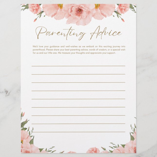 Baby Shower Bundle - Parenting Advice Letterhead (Front)