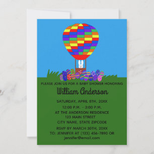 Baby Shower Bunny Balloon #2 Invitation Card