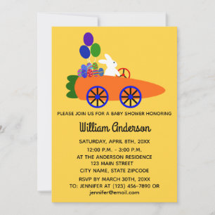 Baby Shower Bunny Carrot #3-2 Invitation Card