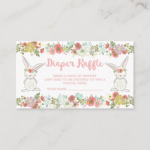 Baby Shower Bunny Diaper Raffle Card