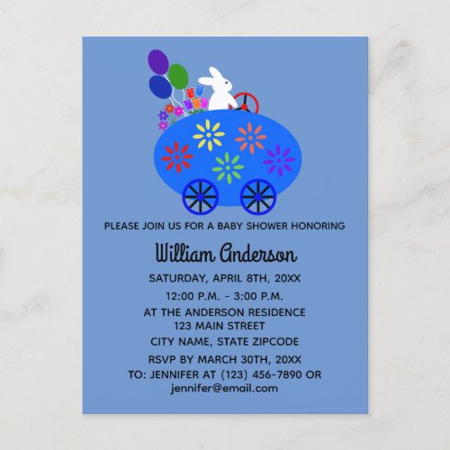 Baby Shower Bunny Egg Car2 Invitation Postcard