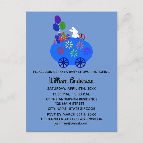 Baby Shower Bunny Egg Car3 Invitation Postcard