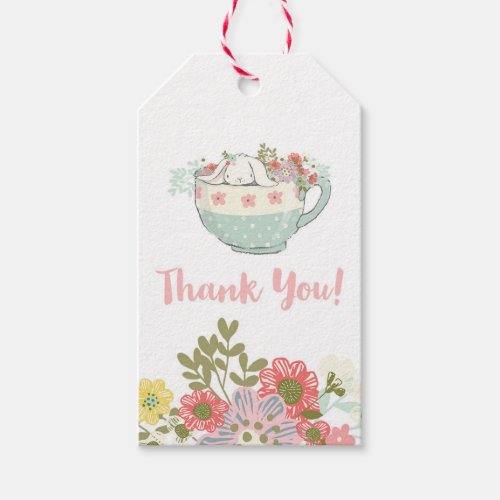 Baby Shower Bunny in Teacup Thank You Gift Tags
