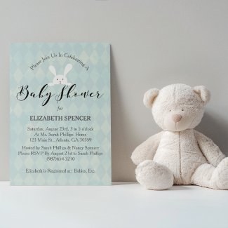Baby Shower Bunny Light Blue Baby Shower