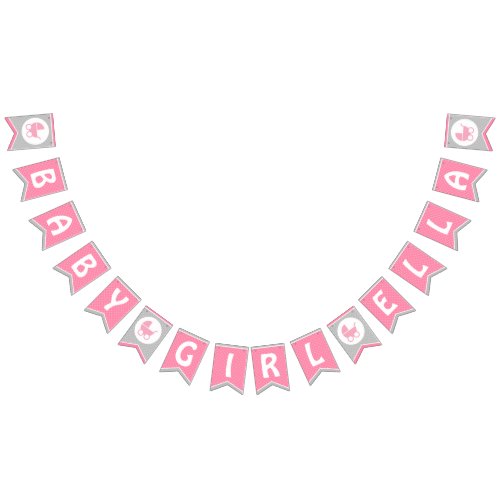 Baby Shower Bunting Flag Banner for Baby Girl