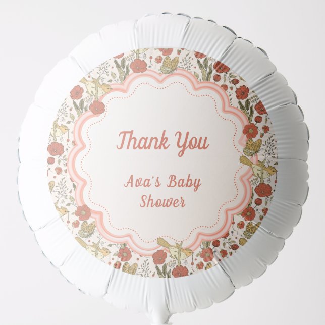 Baby Shower | Butterflies & Blossoms Poetic Floral Balloon (Front)