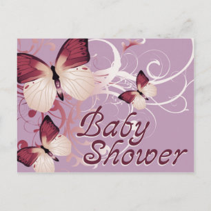 baby shower butterflies invitation postcard