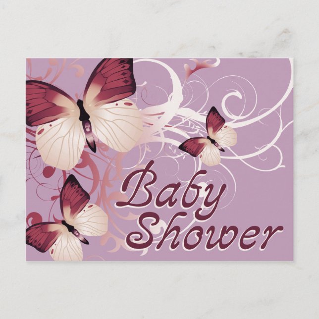 baby shower butterflies invitation postcard (Front)
