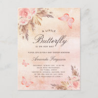 Baby shower butterfly blush pampas grass invitation postcard