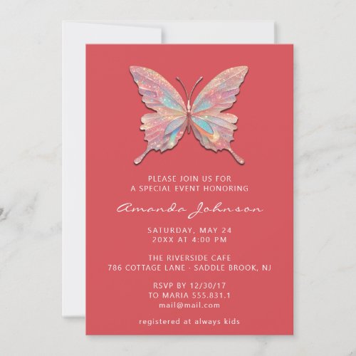 Baby Shower Butterfly Girl Sweet16th RoyalPrincess Invitation
